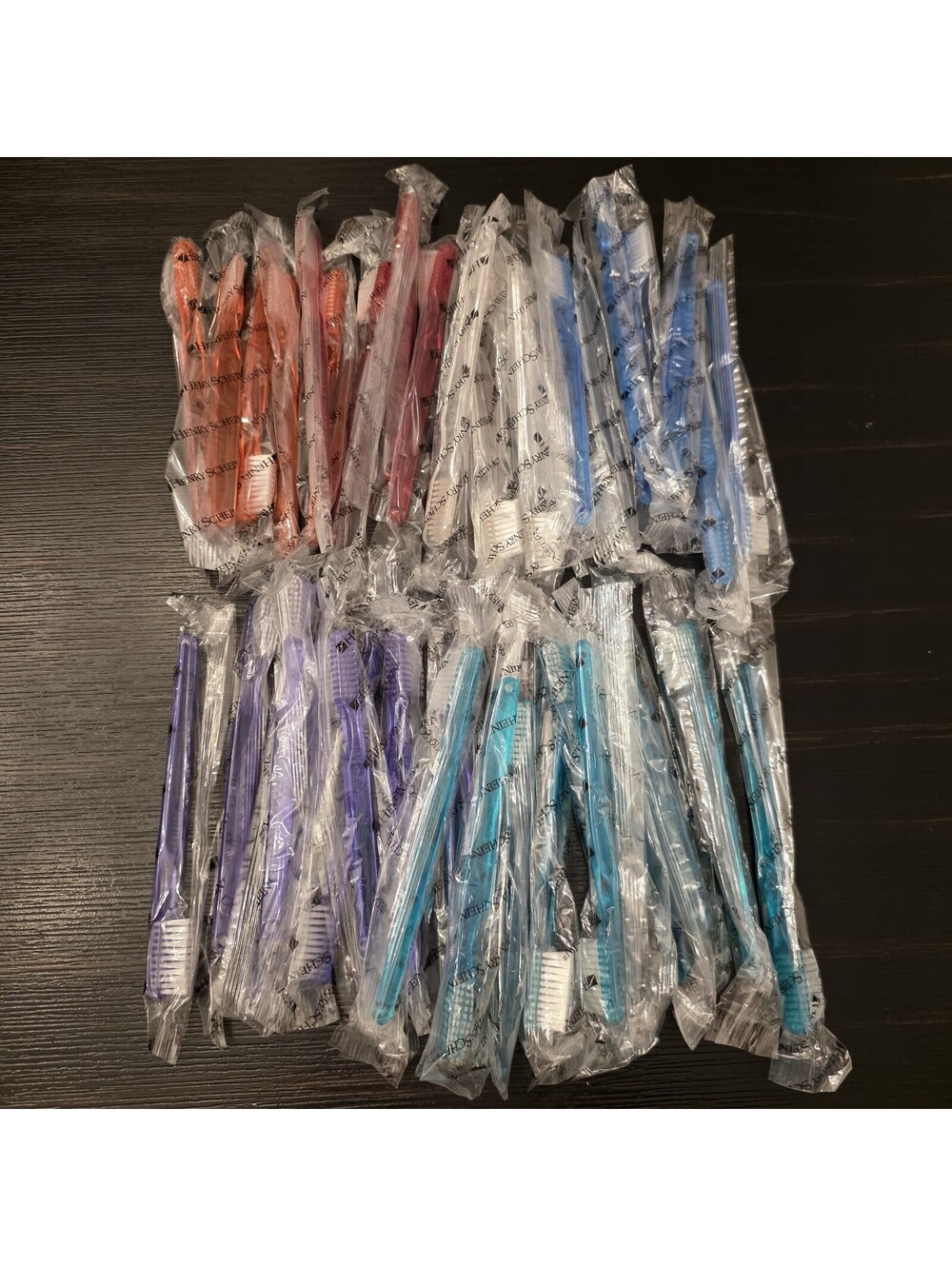 Henry Schein Individually Wrapped Adult Toothbrush Lot Of 40 Assorted Colors